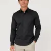 Crna jednobojna muška košulja slim fit sa likrom model 251