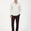 Jednobojna muška košulja slim fit sa likrom model 251 u krem boji