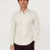 Krem jednobojna muška košulja slim fit sa likrom model 251