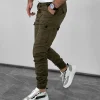 Maslinasto zelene pantalone sa džepovima, slim fit kroj, pamuk sa elastinom, udobne i praktične