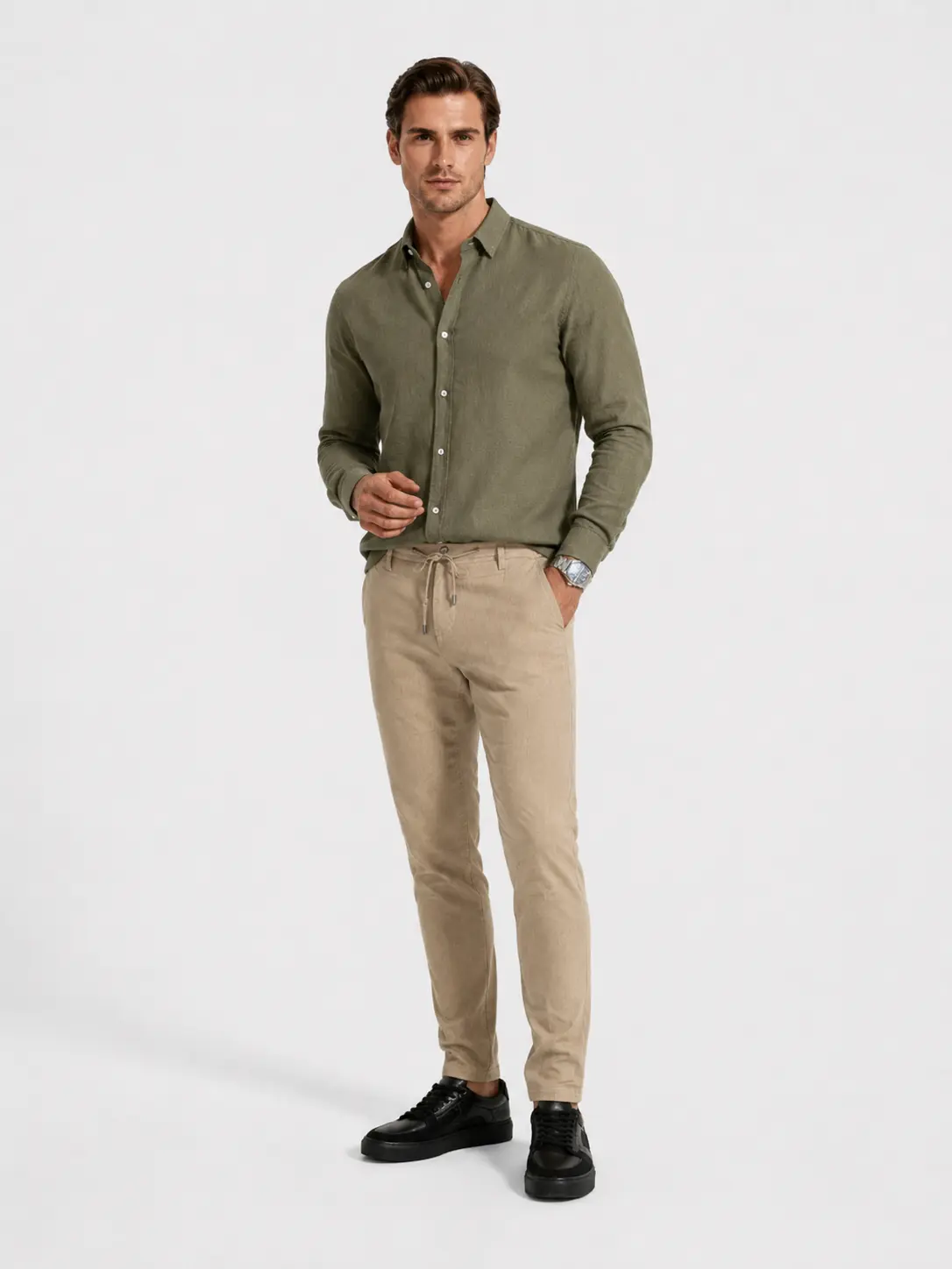 SOFT LINEN LOOK PANTALONE 59038 bež boja SOFT LINEN LOOK PANTALONE 59038 bež boja