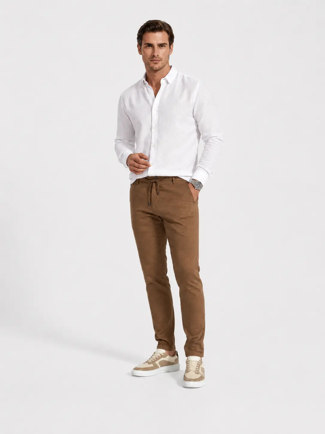 SOFT LINEN LOOK PANTALONE 59038 kamel boja SOFT LINEN LOOK PANTALONE 59038 kamel boja