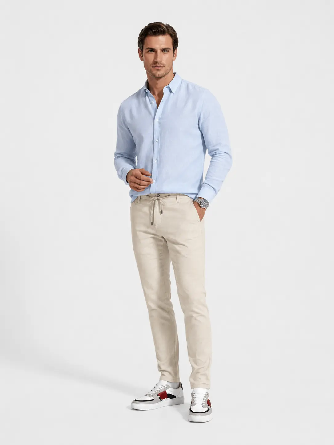 SOFT LINEN LOOK PANTALONE 59038 krem boja SOFT LINEN LOOK PANTALONE 59038 krem boja