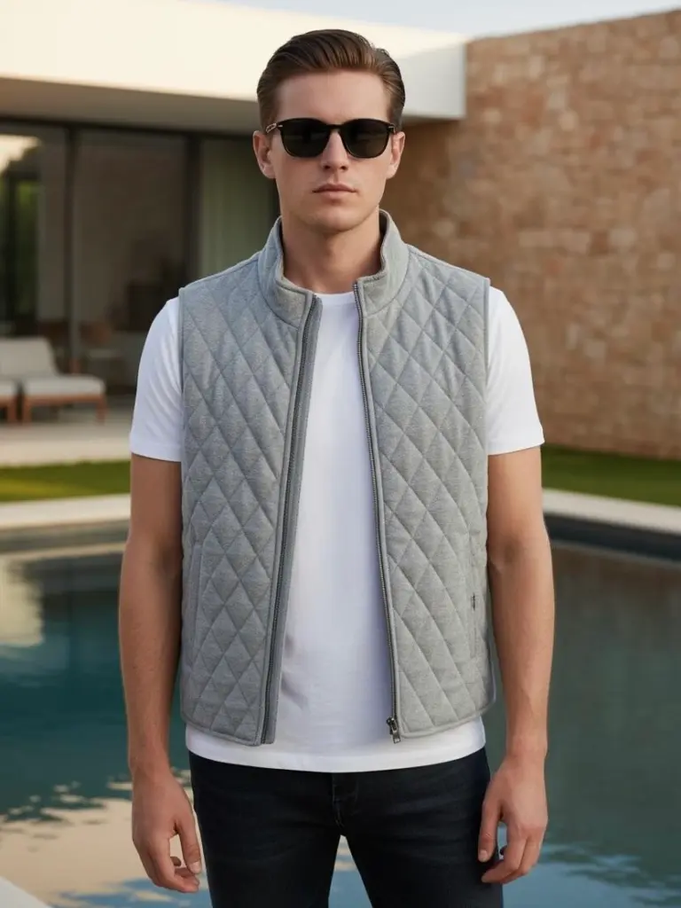 MUŠKI PRSLUK PREMIUM 4479 - SLIM FIT VETROOTPORAN PRSLUK SIVI