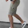 Muske pamucne kargo bermude sa dzepovima u sivoj boji casual stil